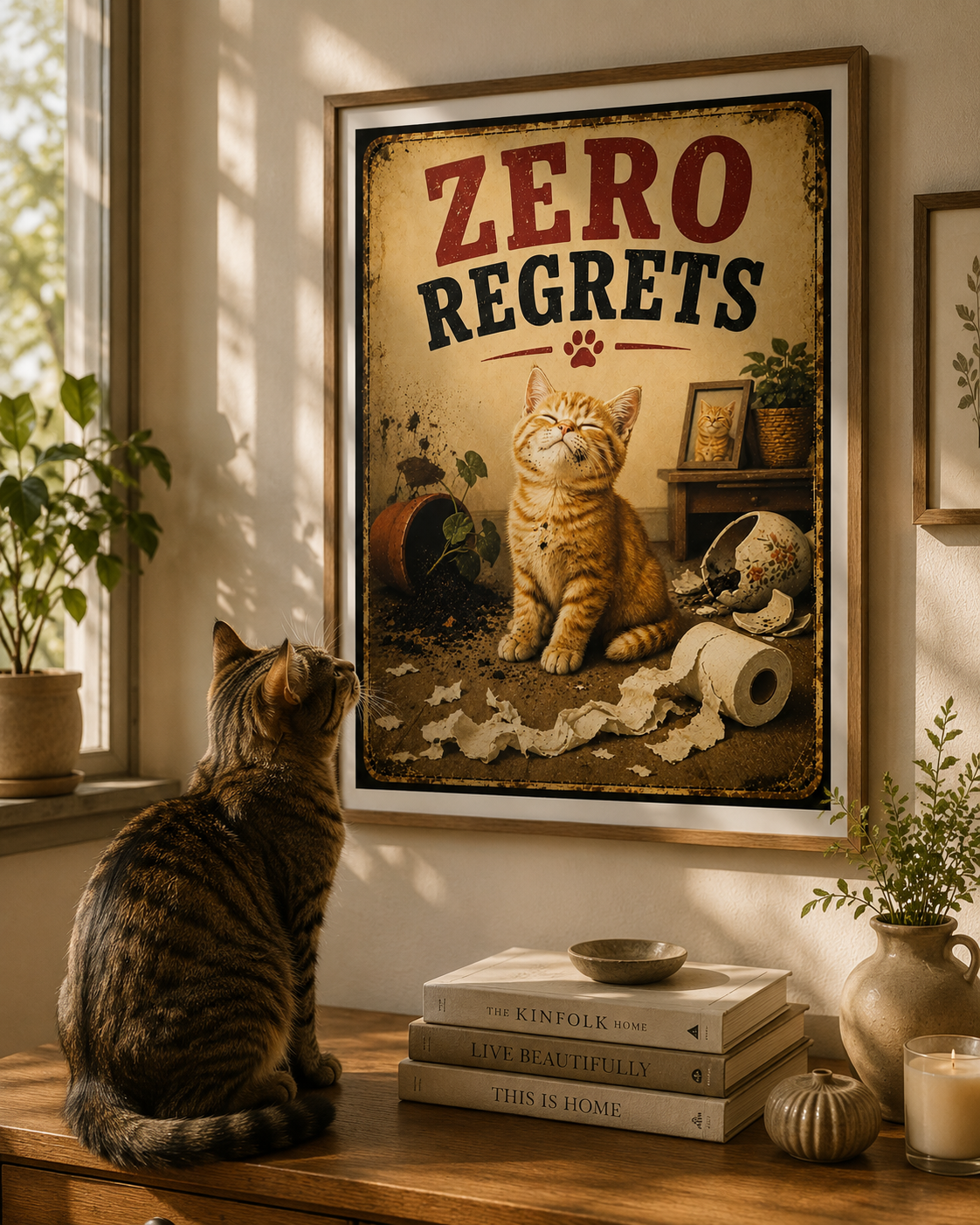 Zero Regrets Cat Art Print